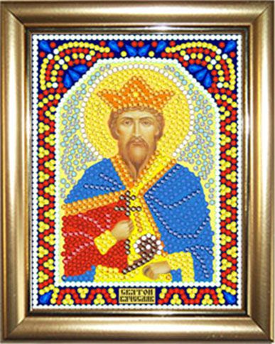 ИМРА5-064 Алмазная мозаика ТМ НАСЛЕДИЕ с рамкой "Святой Вячеслав"