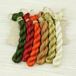 НМул-Мух-2322 Набор ниток OwlForest для схемы «Мухоморчики» (ПНК) 28, 32, 36 каунт в 2 нити, 40 каунте