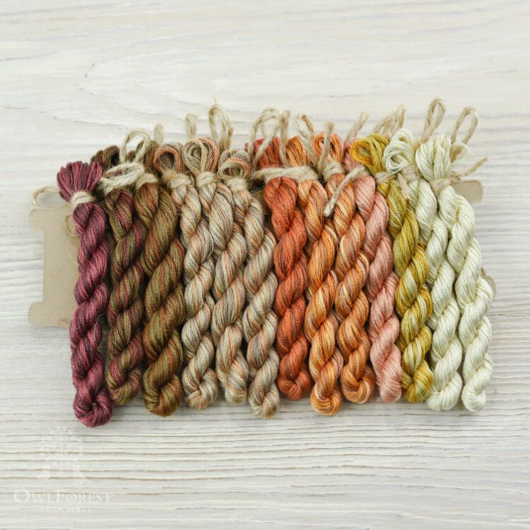 НМул-Кофе-3322 Набор ниток OwlForest для схемы «Кофейный семплер» (DMC) 28, 32 каунт в 2 нити