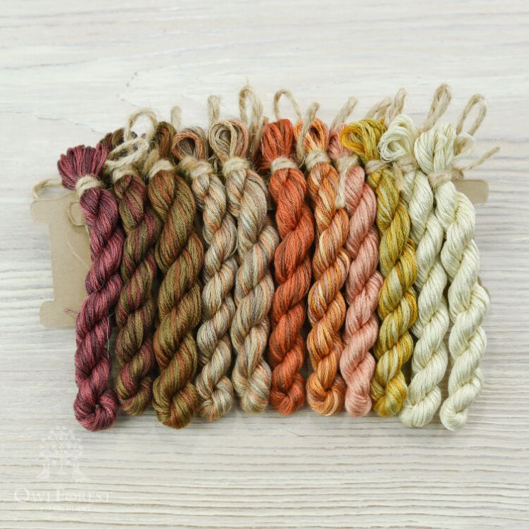 НМул-Кофе-3362 Набор ниток OwlForest для схемы «Кофейный семплер» (DMC) 36 каунт в 2 нити