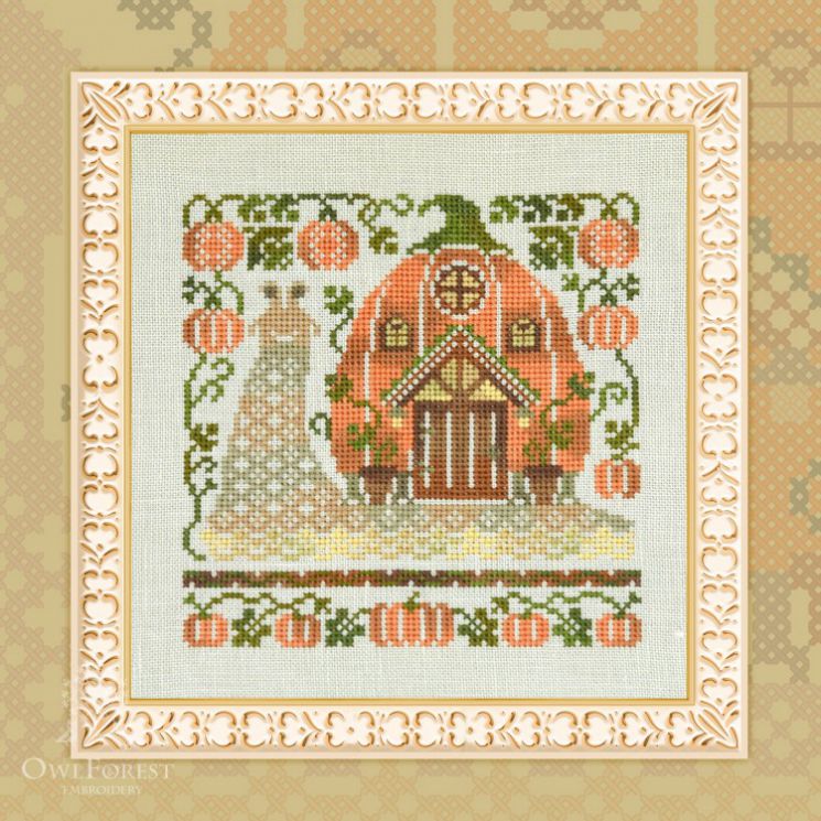 0144-УДТ-Н-3Bf Набор для вышивания Owlforest «Улиточные домики. Тыква»