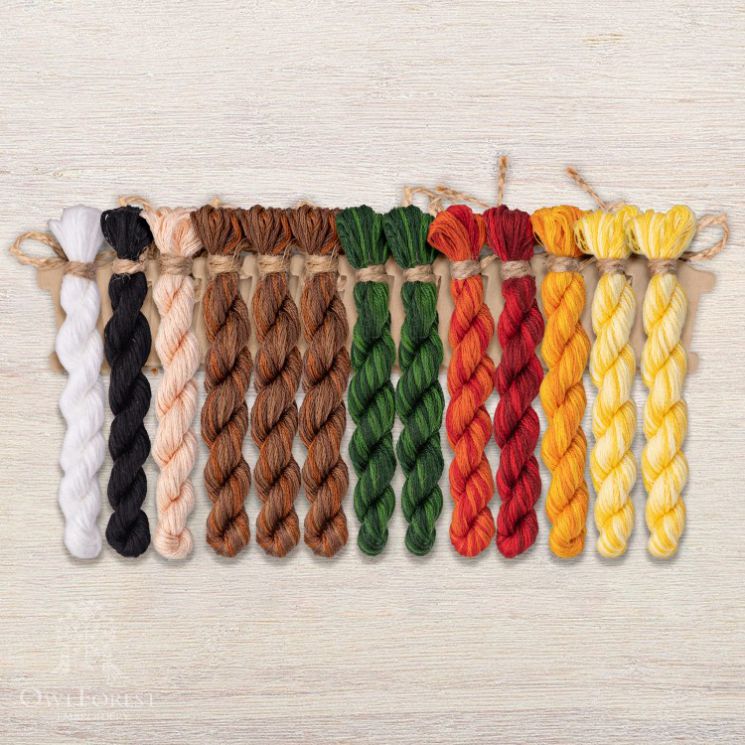 Набор ниток OwlForest для схемы «Тихая охота» (DMC) 32 и 28 каунт в 2 нити НМул-ТО128-3322 