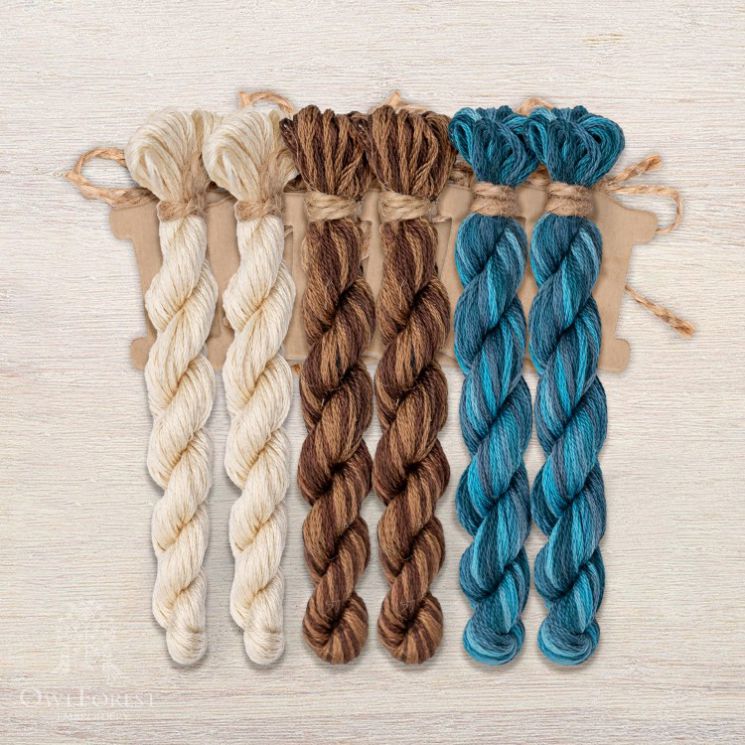 Набор ниток OwlForest для схем «Индейские мотивы» (DMC) 3 цвета «Ящерицы» 32 каунт в 2 нити НМул-ИМЯ171-3322-3 