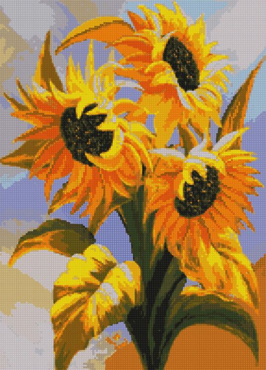 АМА2-035 Алмазная мозаика ТМ Наследие "Яркие подсолнухи"