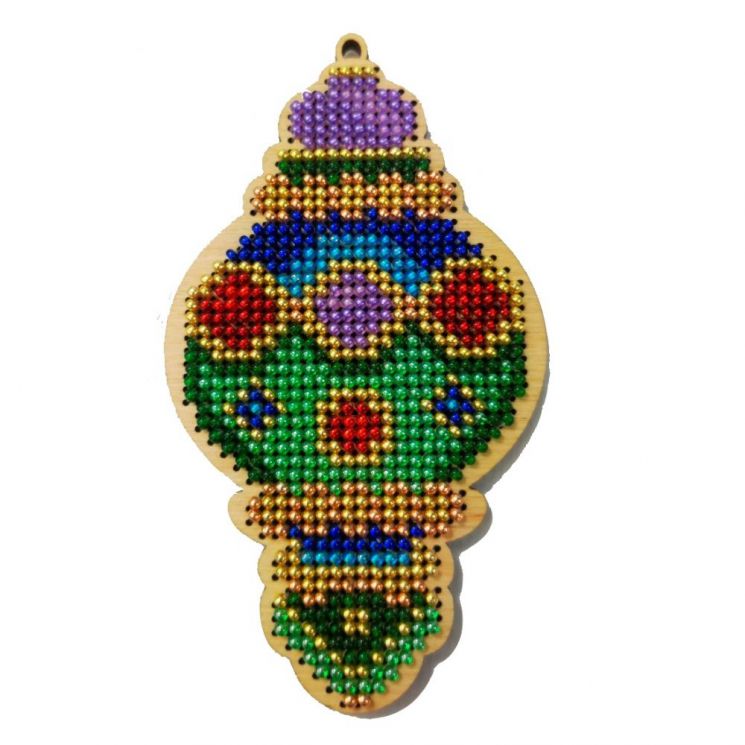 WS-001 Набор для вышивания бисером WoodStitch "Елочная игрушка", 11х6