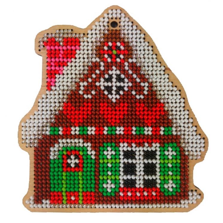 WS-003 Набор для вышивания бисером WoodStitch "Пряничный Домик", 11х10