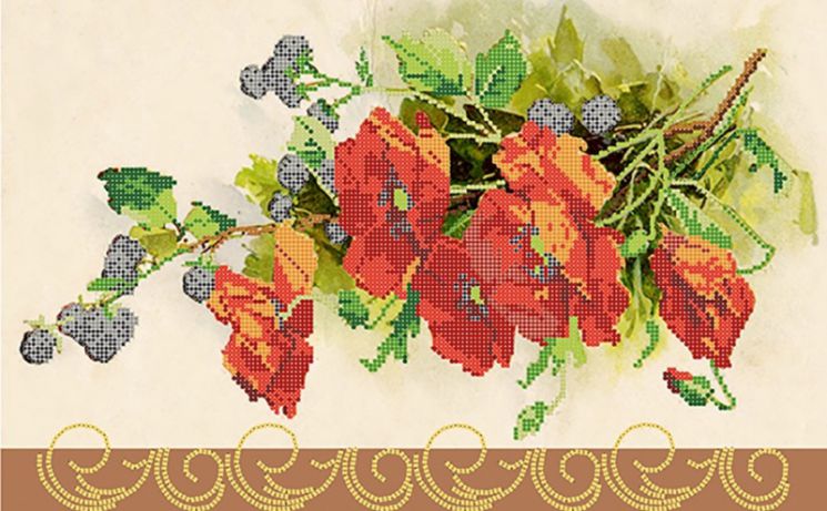 КБ-144 Схема для вышивания бисером ТМ Наследие "Маки и ежевика"