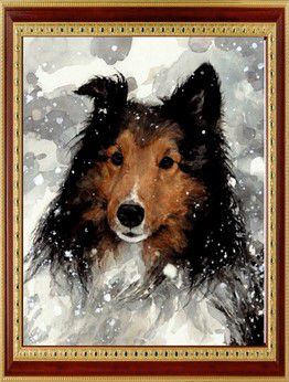 Алмазная мозаика PSP "Колли в снегу" 115