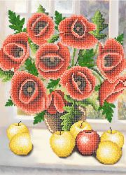 КБ-396 Схема для вышивания бисером ТМ Наследие "Маки с яблоками"