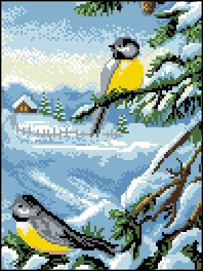 Набор для вышивания крестом ГЕЛИОС "Синички" Ф-06