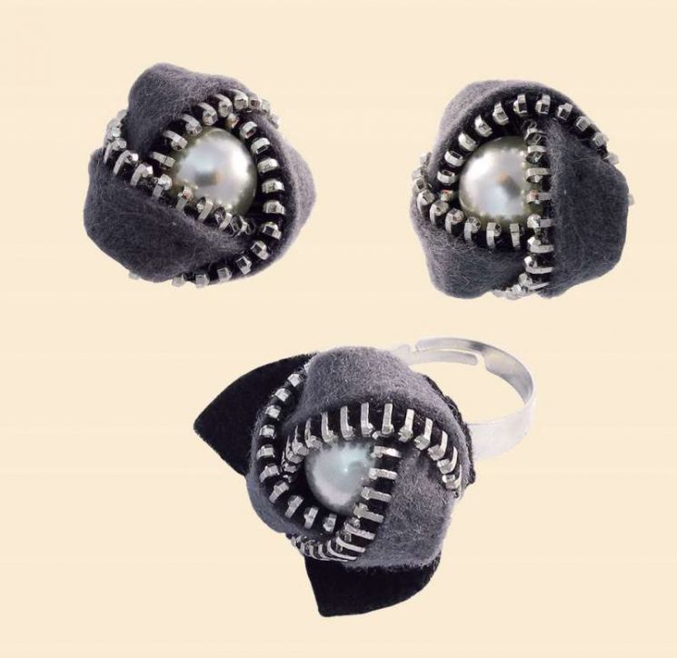 Набор для вышивания Риолис Клипсы и перстень "Розочки" 1344АС