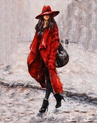 Ag 516 Алмазная мозаика Гранни "Девушка в красном"