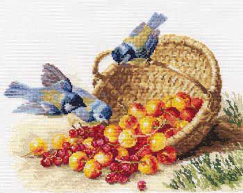 1-14 Набор для вышивания Алиса "Синички и черешня"