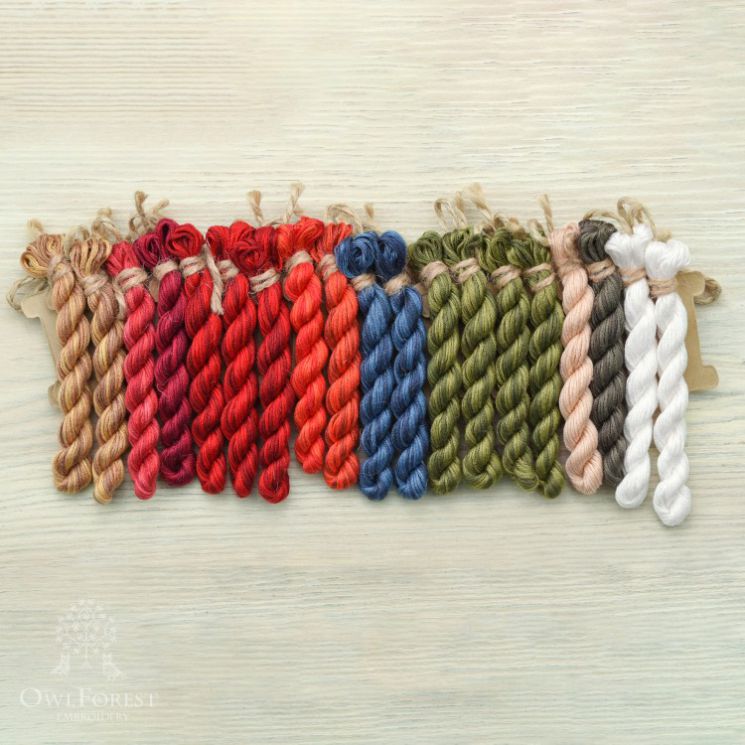 НМул-НС-2283 Набор ниток OwlForest для схемы «Новогодний семплер» (ПНК) 28 каунт в 3 нити