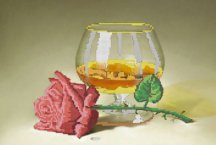 НКБ-090 Набор для вышивания бисером ТМ Наследие "Бокал с розой"