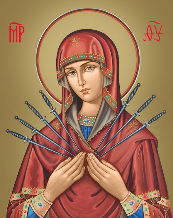 Ag 090 Алмазная мозаика Гранни "Икона Пресвятой Богородицы Семистрельная»