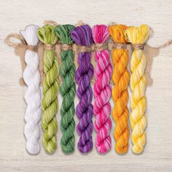 НМул-Т180-3322 Набор ниток OwlForest для схемы «Тюльпаны» (DMC) 28, 32, 36 каунт в 2 нити, 40 каунт в 1 нить