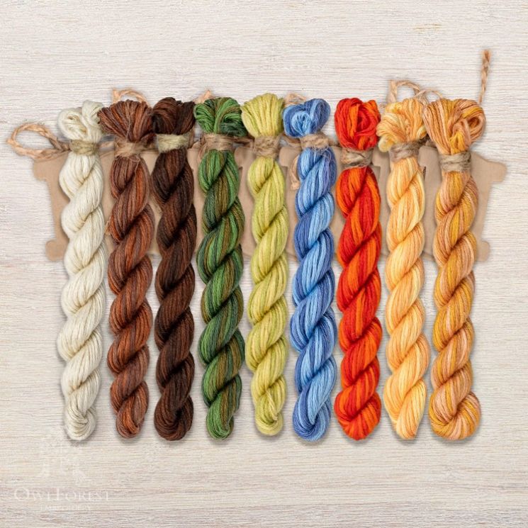 Набор ниток OwlForest для схемы «Маленький лесной народец. Божьи коровки» (ПНК) НМул-МЛНБК208-2322