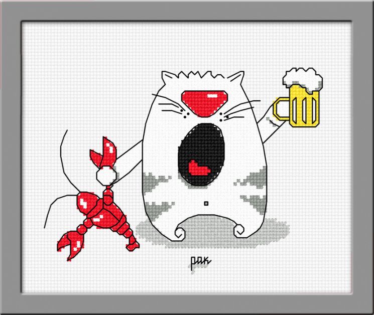 Набор для вышивания крестом ОВЕН "Кошачий гороскоп. Рак" 837